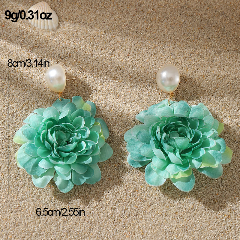 1 Pair Sweet Simple Style Flower Pearl Cloth Drop Earrings display picture 28