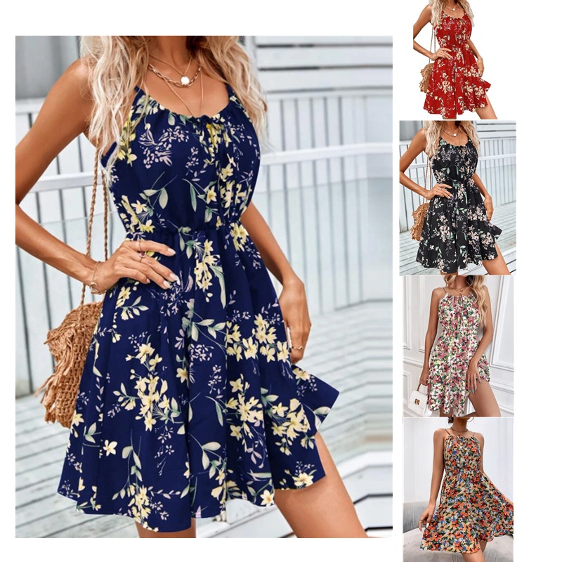 Women's Strap Dress Vacation Strap Sleeveless Flower Above Knee Park Daily Lawn display picture 2
