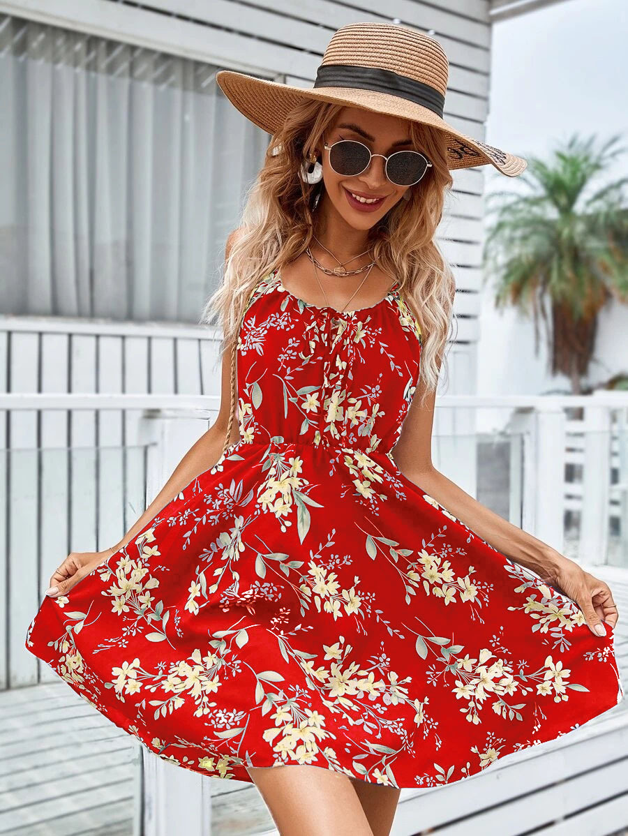 Women's Strap Dress Vacation Strap Sleeveless Flower Above Knee Park Daily Lawn display picture 15