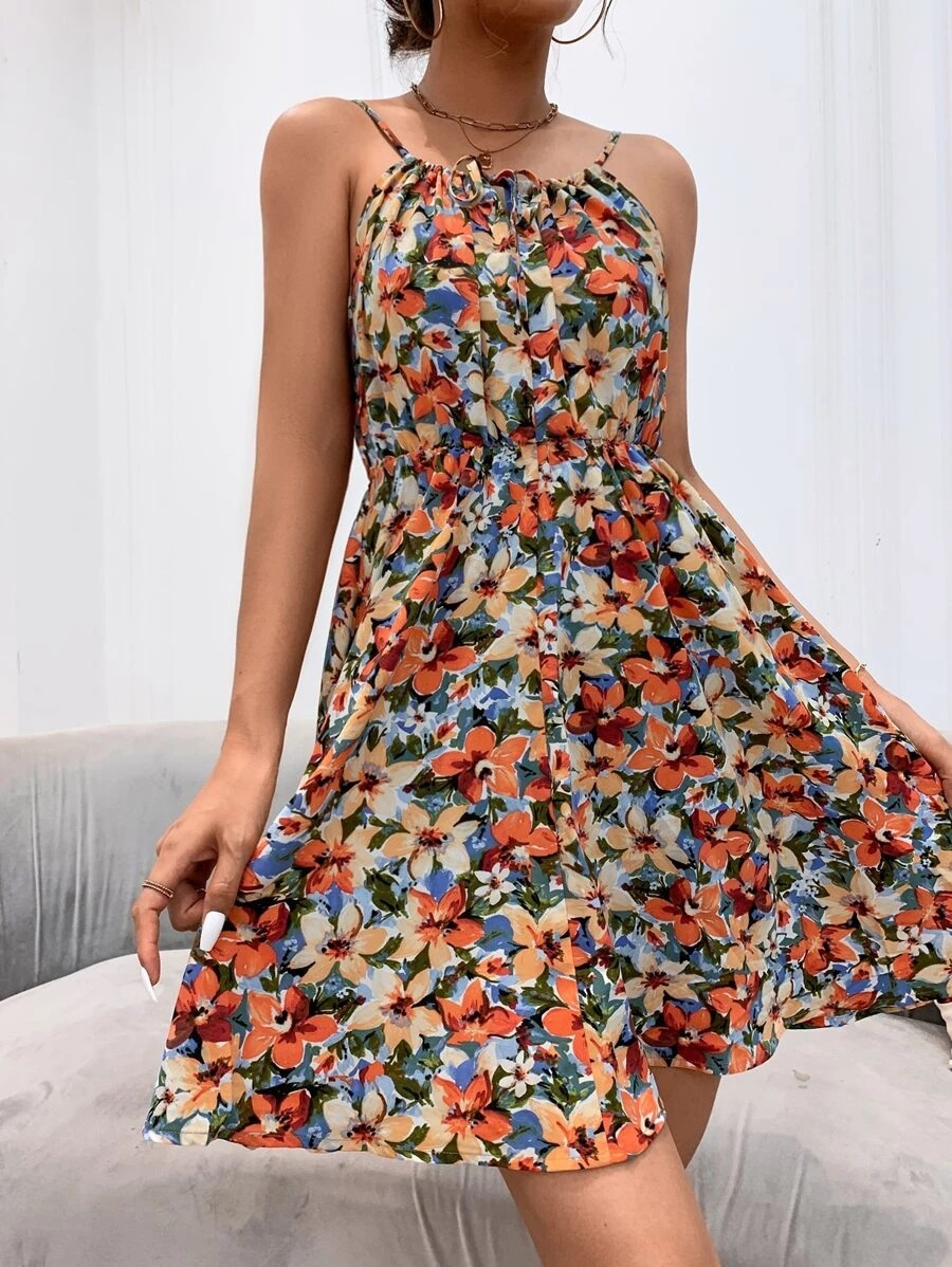 Women's Strap Dress Vacation Strap Sleeveless Flower Above Knee Park Daily Lawn display picture 19