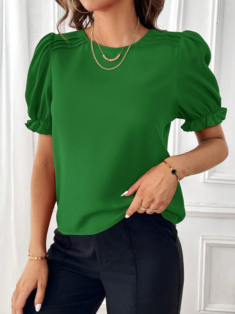 Femmes T-Shirt Manche Courte Blouses Élégant Couleur Unie display picture 13