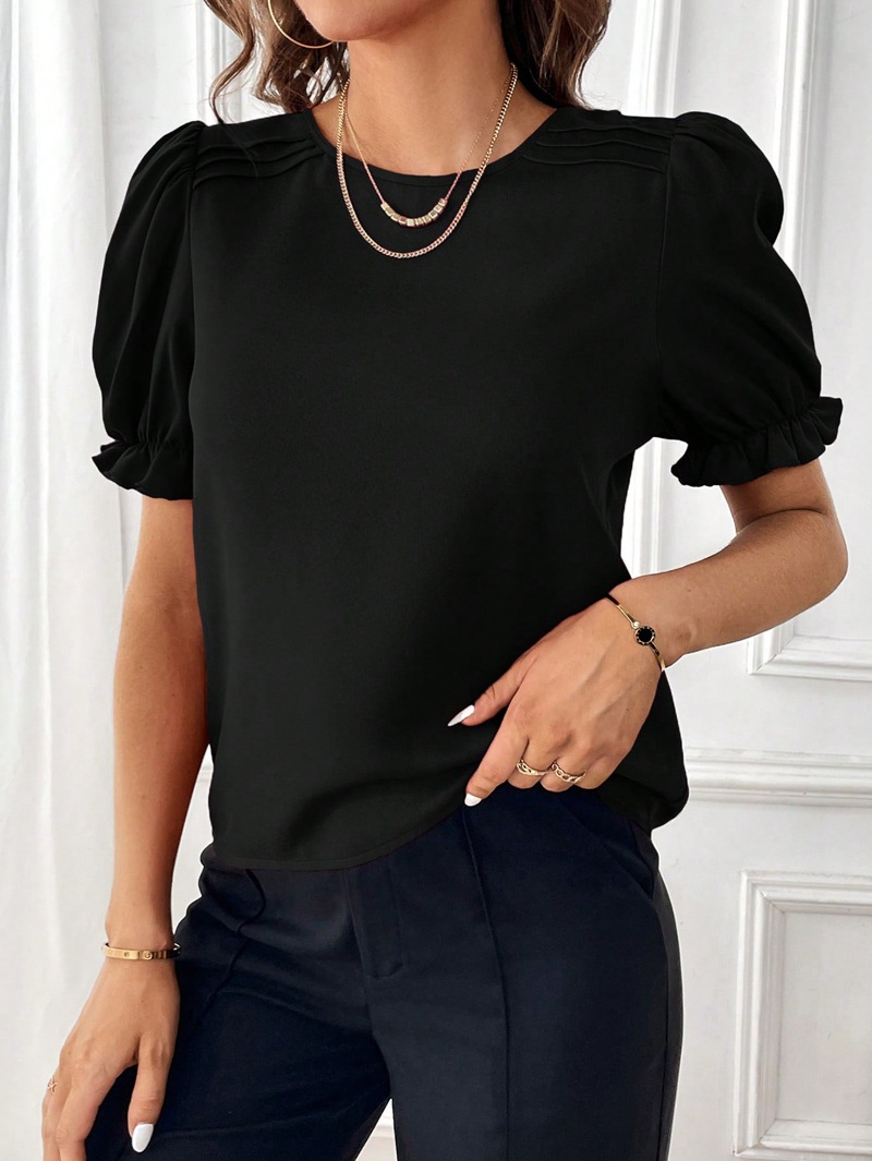 Femmes T-Shirt Manche Courte Blouses Élégant Couleur Unie display picture 4