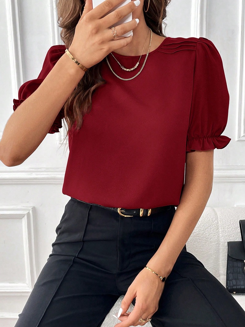 Women's T-shirt Short Sleeve Blouses Elegant Solid Color display picture 1