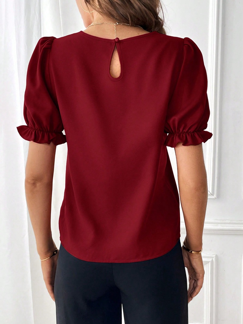 Femmes T-Shirt Manche Courte Blouses Élégant Couleur Unie display picture 18