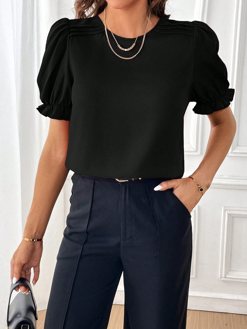Femmes T-Shirt Manche Courte Blouses Élégant Couleur Unie display picture 19