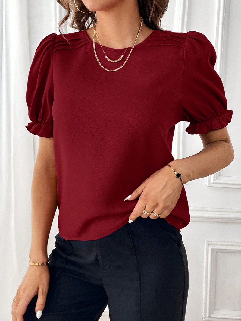 Femmes T-Shirt Manche Courte Blouses Élégant Couleur Unie display picture 21