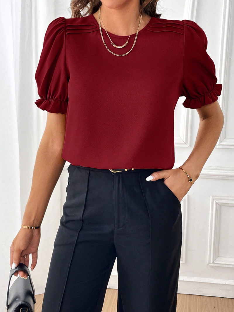 Femmes T-Shirt Manche Courte Blouses Élégant Couleur Unie display picture 24