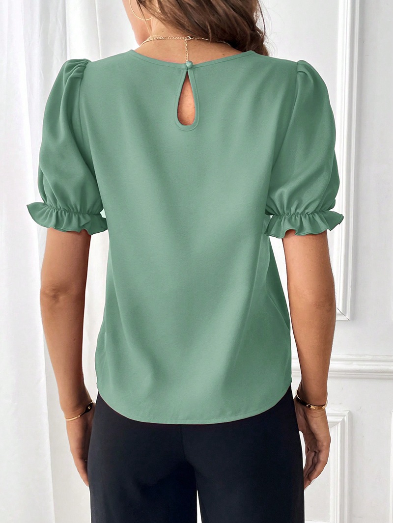 Femmes T-Shirt Manche Courte Blouses Élégant Couleur Unie display picture 32