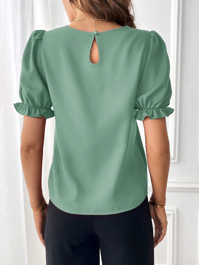 Women's T-shirt Short Sleeve Blouses Elegant Solid Color display picture 32