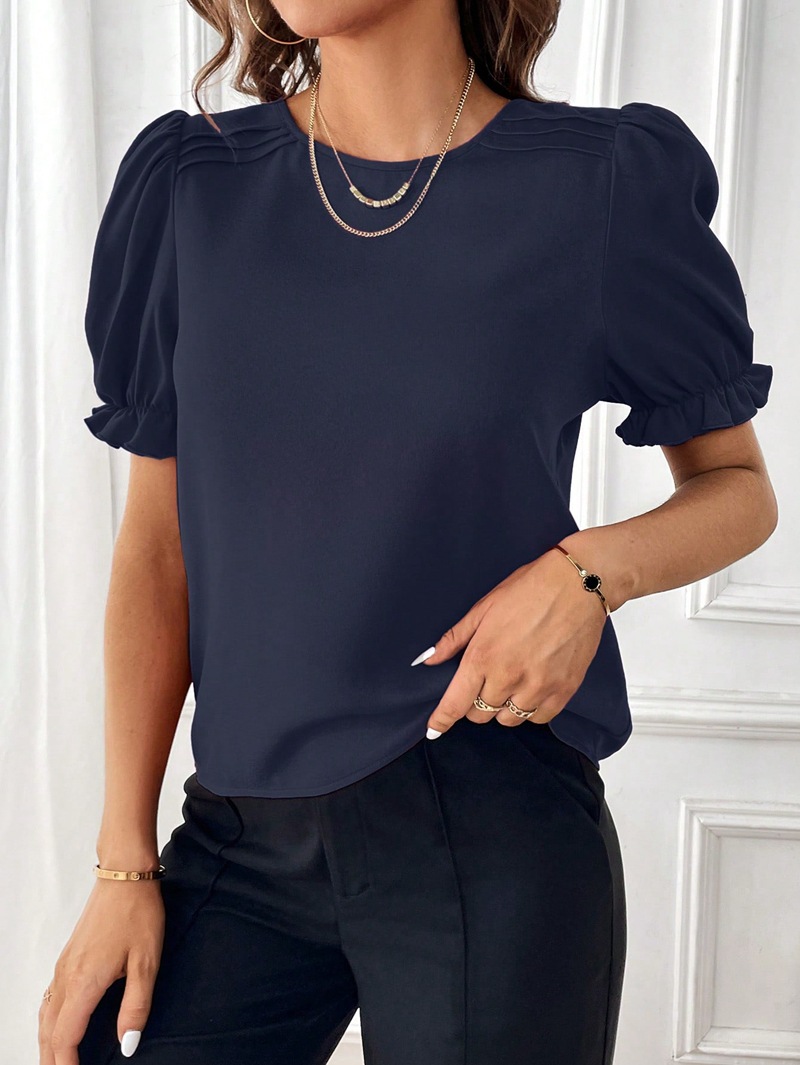 Women's T-shirt Short Sleeve Blouses Elegant Solid Color display picture 29