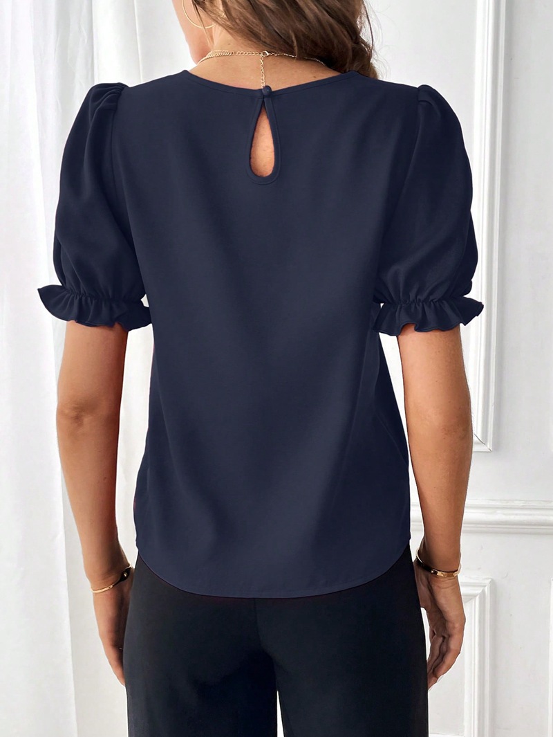 Women's T-shirt Short Sleeve Blouses Elegant Solid Color display picture 31