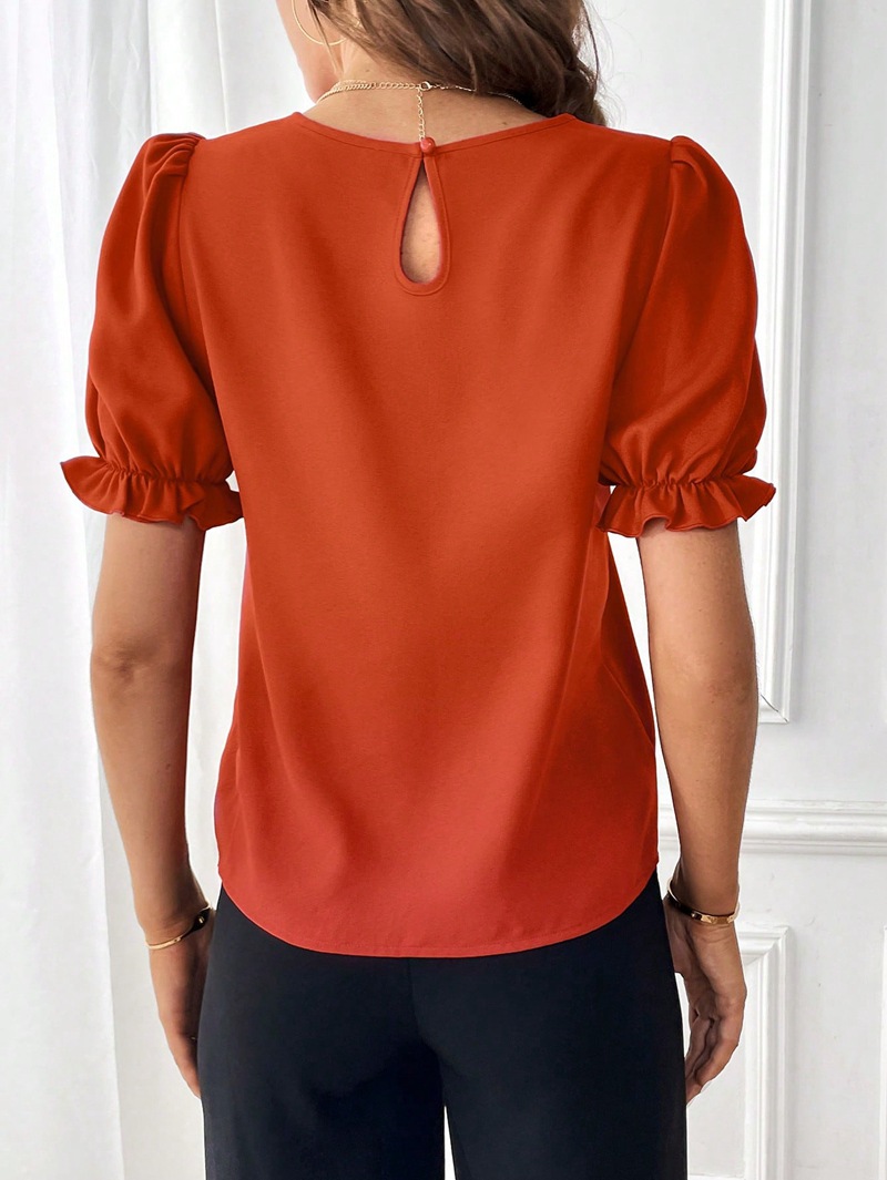 Femmes T-Shirt Manche Courte Blouses Élégant Couleur Unie display picture 51