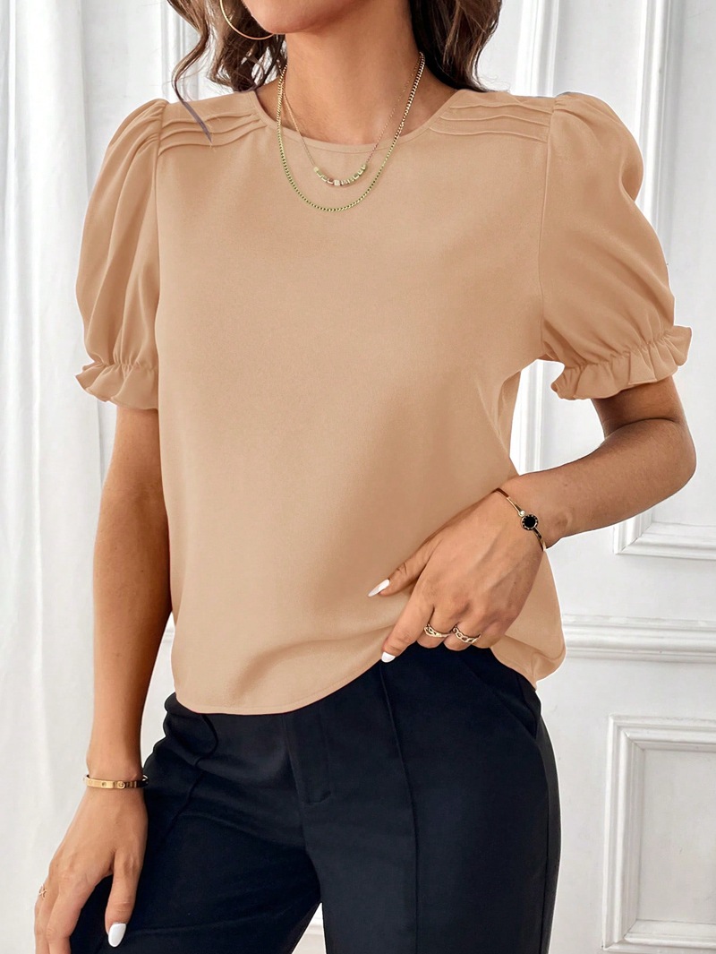 Femmes T-Shirt Manche Courte Blouses Élégant Couleur Unie display picture 35