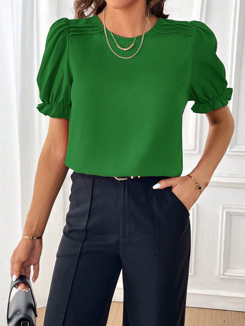 Femmes T-Shirt Manche Courte Blouses Élégant Couleur Unie display picture 42