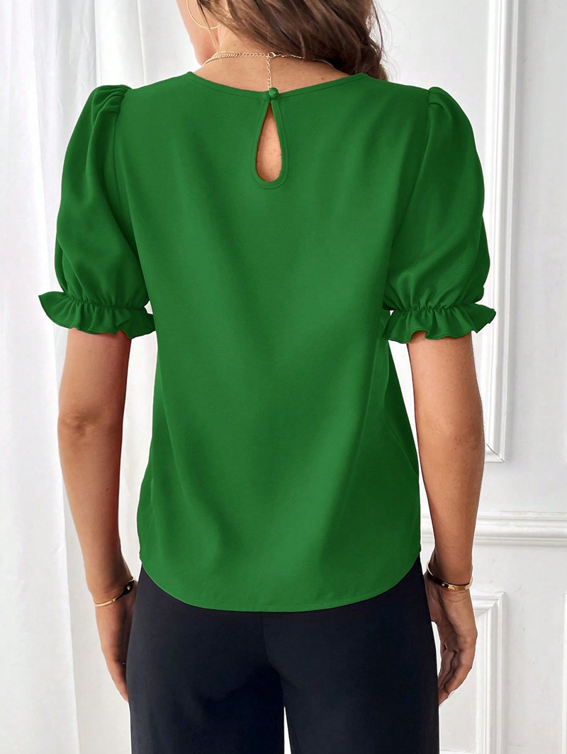 Femmes T-Shirt Manche Courte Blouses Élégant Couleur Unie display picture 43