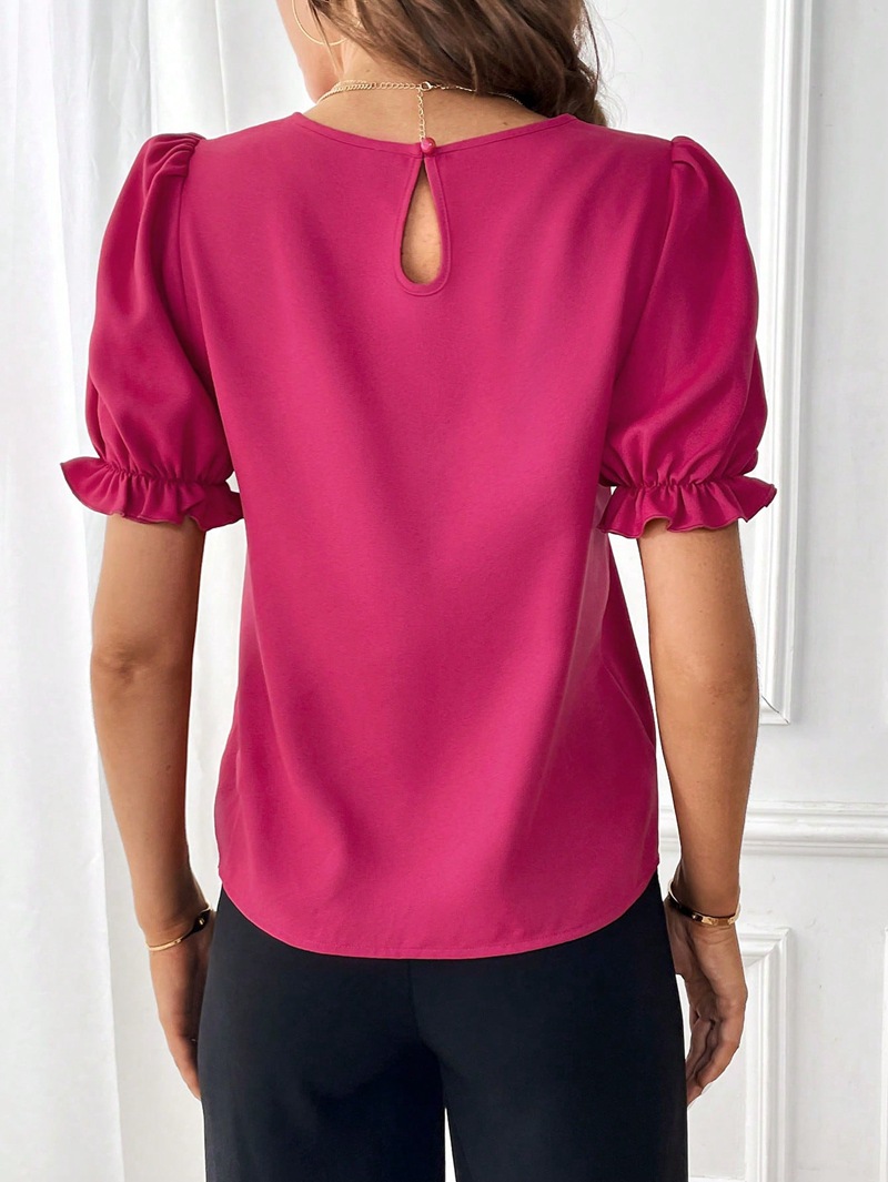 Women's T-shirt Short Sleeve Blouses Elegant Solid Color display picture 46