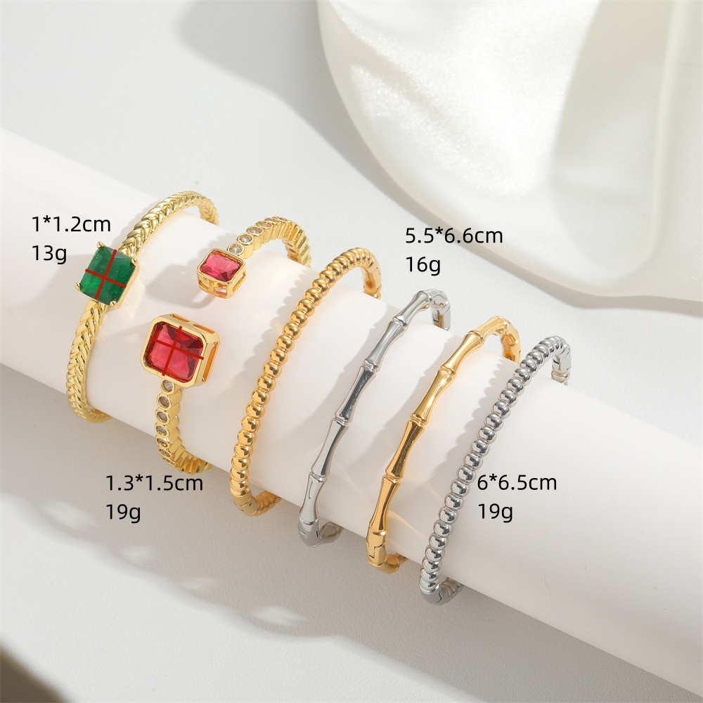 Wholesale IG Style Fairy Style Geometric Copper Inlay Zircon Bangle display picture 6