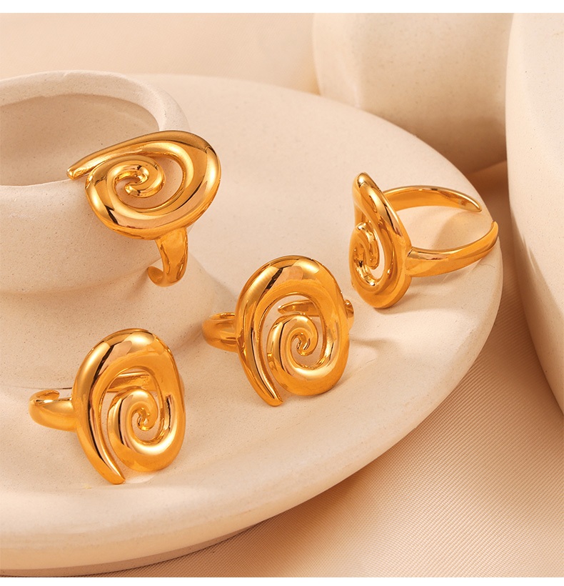 Edelstahl 304 18 Karat Vergoldet Lässig Elegant Einfacher Stil Überzug Inlay Spiral- Strasssteine Ringe Ohrringe display picture 1