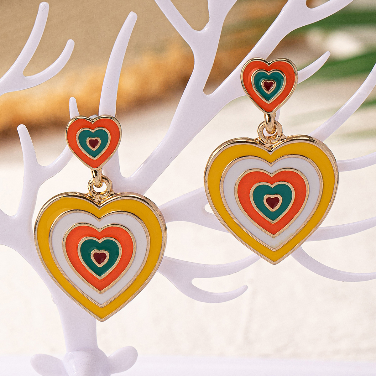 1 Pair Retro Simple Style Heart Shape Zinc Alloy Drop Earrings display picture 4