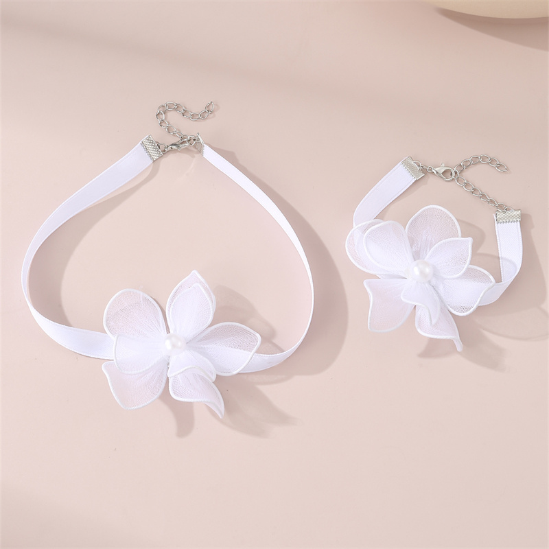 Beach Sweet Simple Style Flower Polyester Inlay Pearl Women's Bracelets Necklace display picture 2