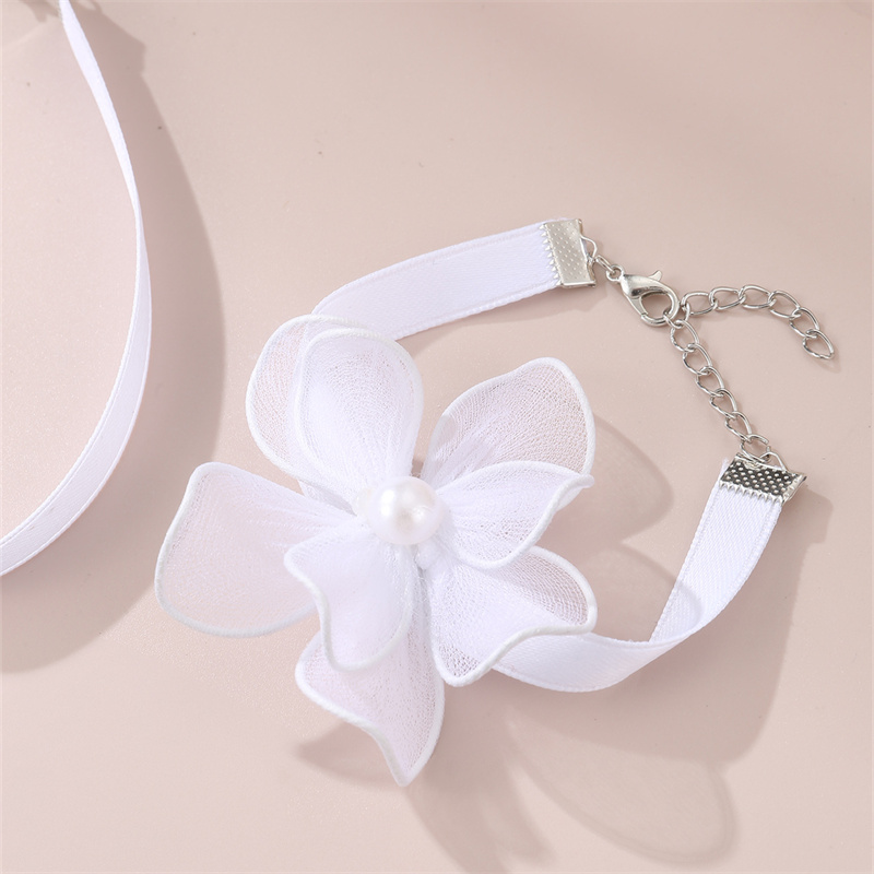Beach Sweet Simple Style Flower Polyester Inlay Pearl Women's Bracelets Necklace display picture 7