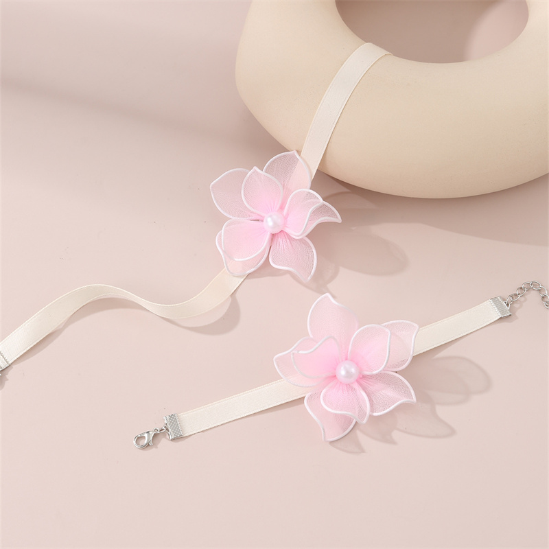 Beach Sweet Simple Style Flower Polyester Inlay Pearl Women's Bracelets Necklace display picture 8
