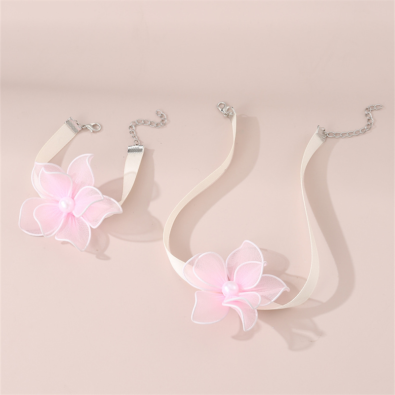 Beach Sweet Simple Style Flower Polyester Inlay Pearl Women's Bracelets Necklace display picture 9