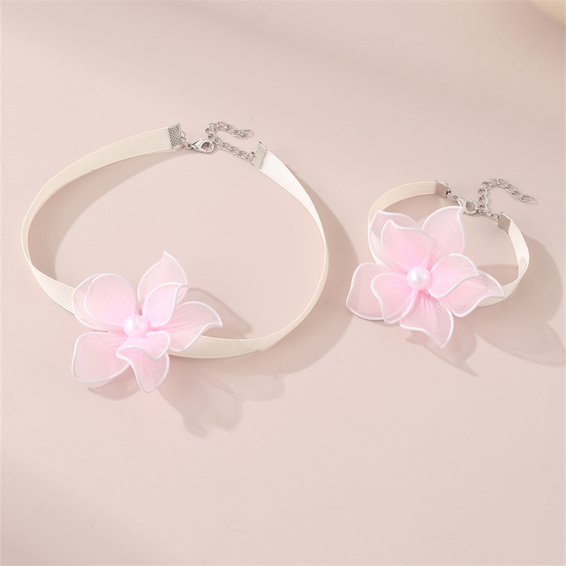 Plage Sucré Style Simple Fleur Polyester Incruster Perle Femmes Bracelets Collier display picture 11