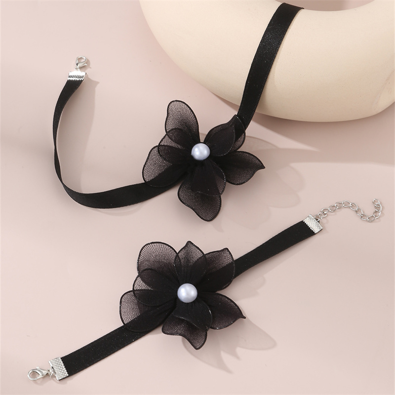 Beach Sweet Simple Style Flower Polyester Inlay Pearl Women's Bracelets Necklace display picture 16