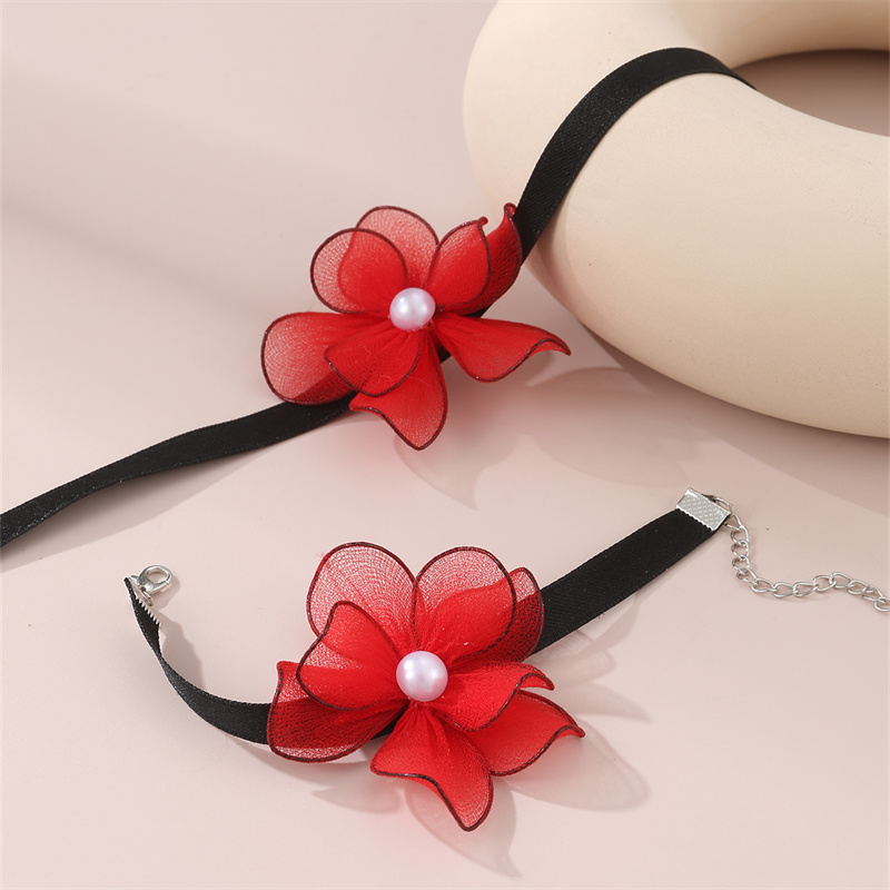 Beach Sweet Simple Style Flower Polyester Inlay Pearl Women's Bracelets Necklace display picture 22