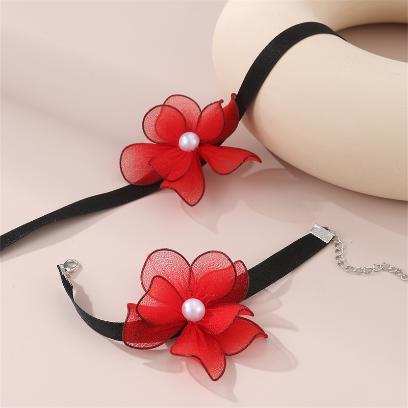 Plage Sucré Style Simple Fleur Polyester Incruster Perle Femmes Bracelets Collier display picture 22