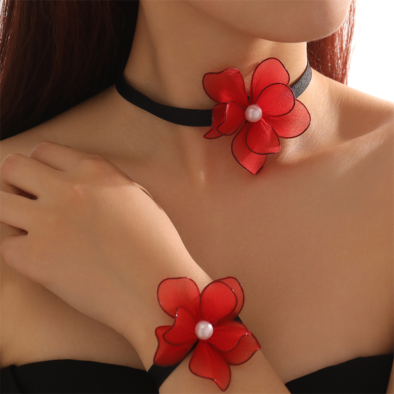 Plage Sucré Style Simple Fleur Polyester Incruster Perle Femmes Bracelets Collier display picture 24