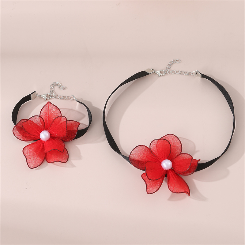 Beach Sweet Simple Style Flower Polyester Inlay Pearl Women's Bracelets Necklace display picture 23