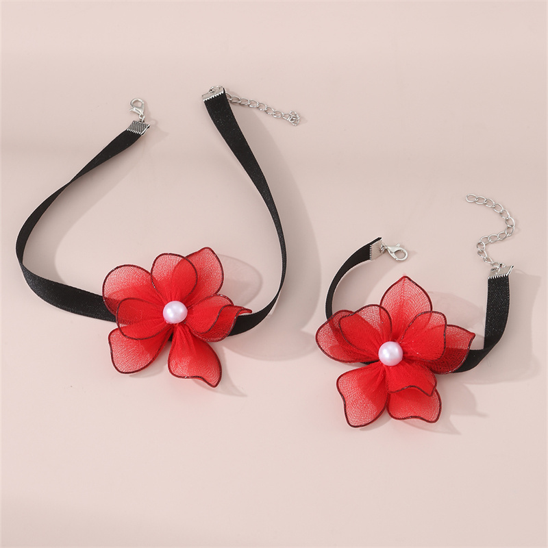 Playa Dulce Estilo Simple Flor Poliéster Embutido Perla Mujeres Pulsera Collar display picture 25