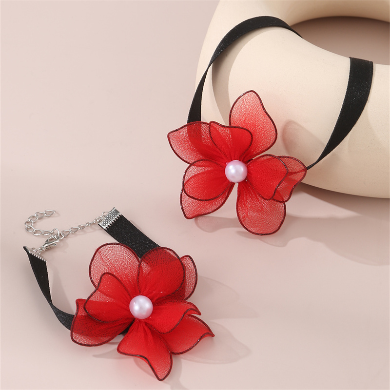 Plage Sucré Style Simple Fleur Polyester Incruster Perle Femmes Bracelets Collier display picture 26