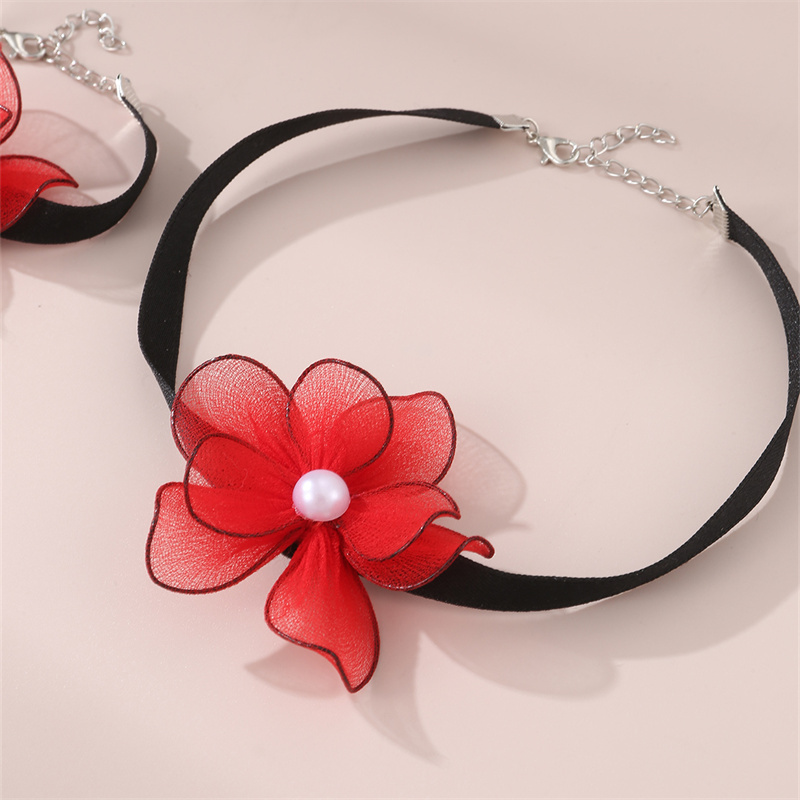 Beach Sweet Simple Style Flower Polyester Inlay Pearl Women's Bracelets Necklace display picture 27