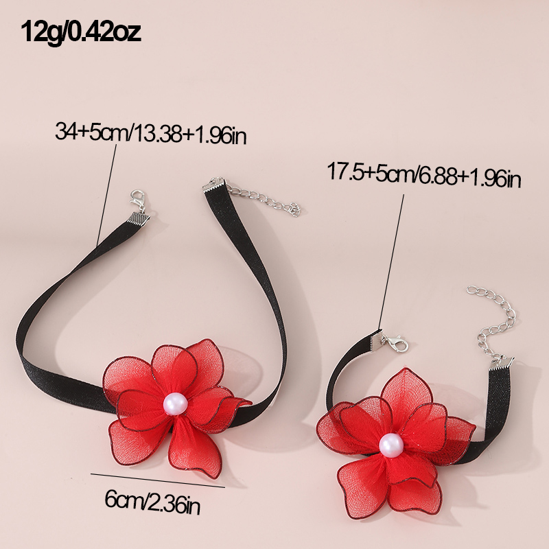 Plage Sucré Style Simple Fleur Polyester Incruster Perle Femmes Bracelets Collier display picture 28