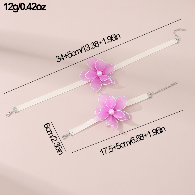 Beach Sweet Simple Style Flower Polyester Inlay Pearl Women's Bracelets Necklace display picture 31