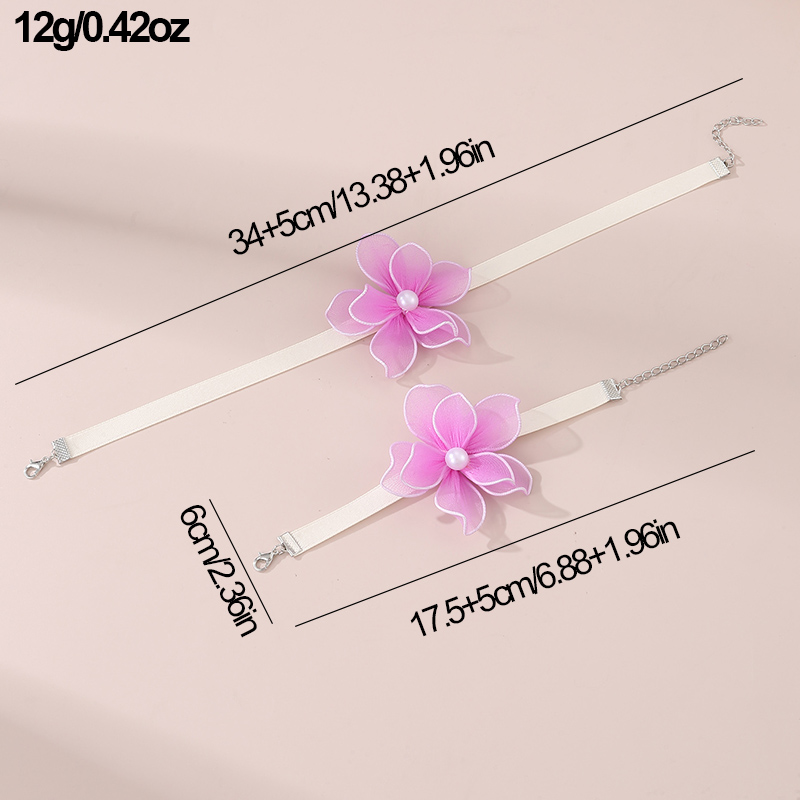 Plage Sucré Style Simple Fleur Polyester Incruster Perle Femmes Bracelets Collier display picture 31