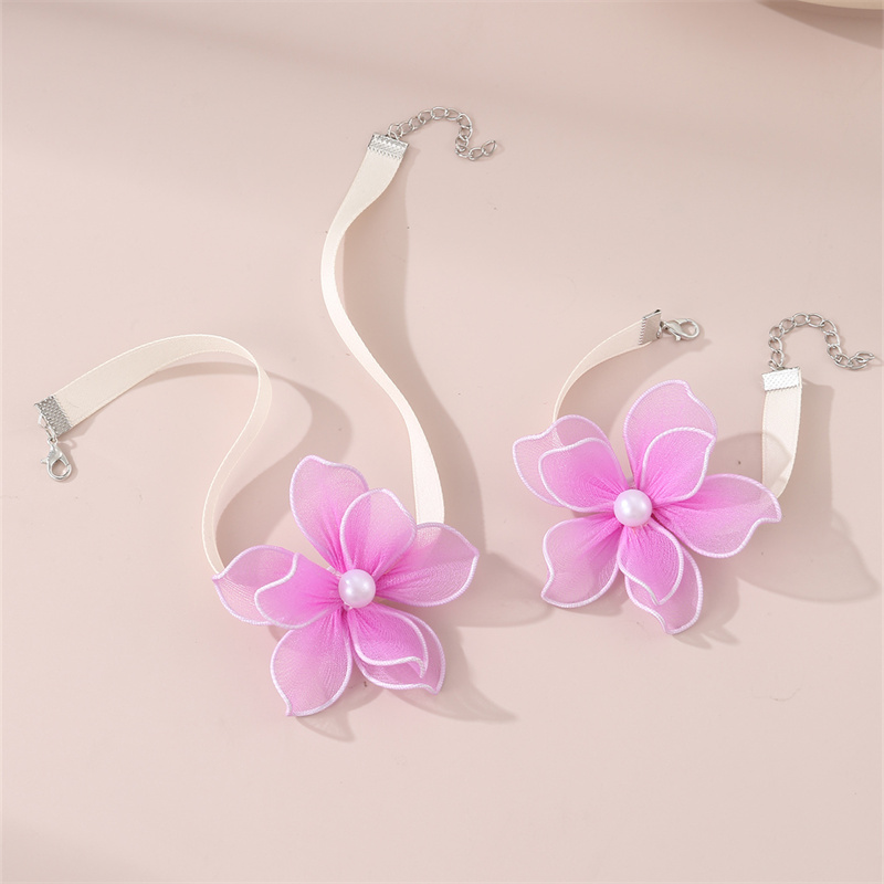 Playa Dulce Estilo Simple Flor Poliéster Embutido Perla Mujeres Pulsera Collar display picture 33