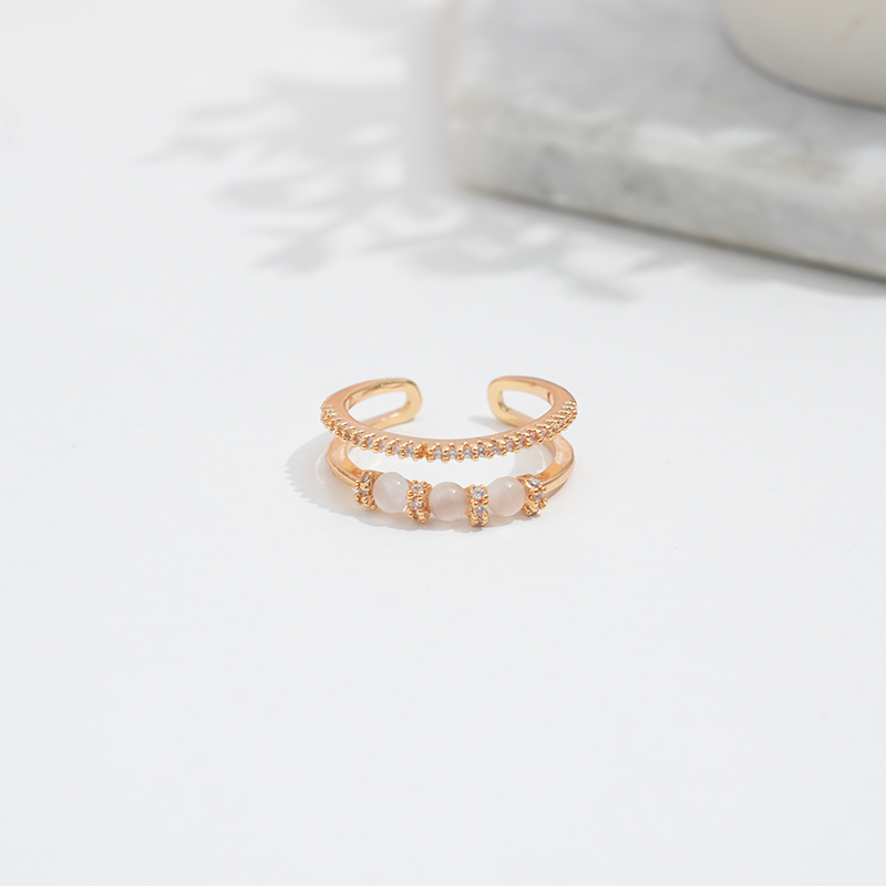 Copper 18K Gold Plated Casual Simple Style Plating Inlay Grain Zircon Open Rings display picture 2