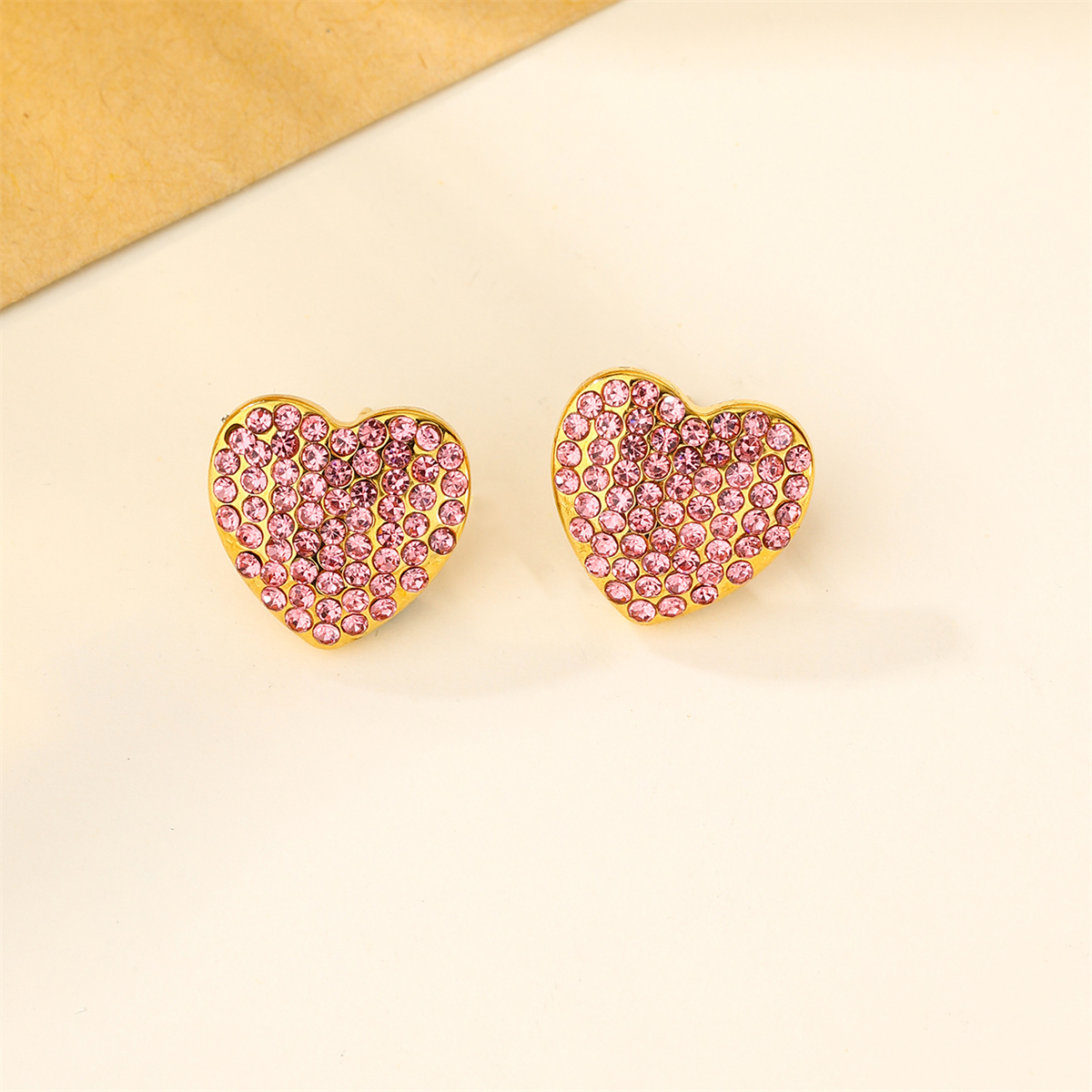 1 Pair Cute Simple Style Shiny Heart Shape Inlay 304 Stainless Steel Zircon 18K Gold Plated Ear Studs display picture 7