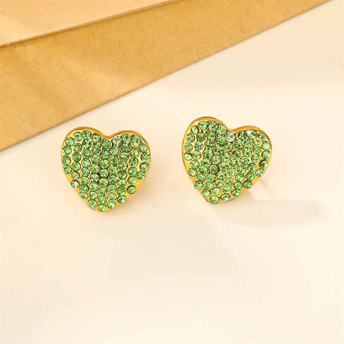 1 Pair Cute Simple Style Shiny Heart Shape Inlay 304 Stainless Steel Zircon 18K Gold Plated Ear Studs display picture 6