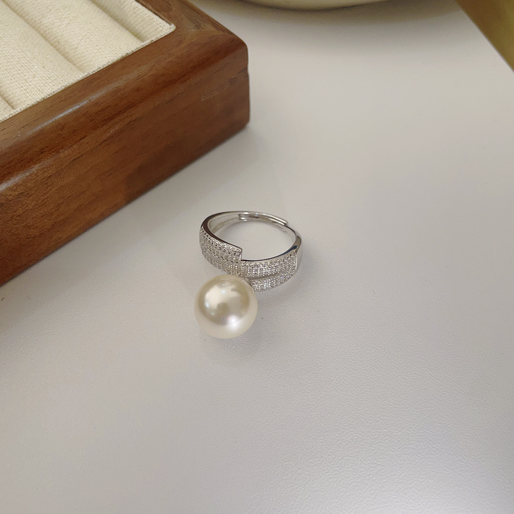 Sterling Silver Casual Inlay Solid Color Pearl Rings display picture 2