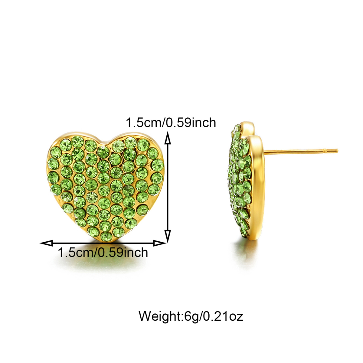 1 Pair Cute Simple Style Shiny Heart Shape Inlay 304 Stainless Steel Zircon 18K Gold Plated Ear Studs display picture 4