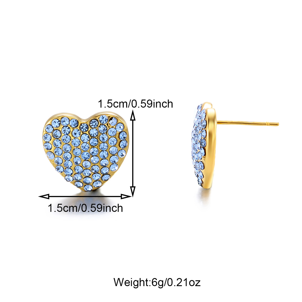 1 Pair Cute Simple Style Shiny Heart Shape Inlay 304 Stainless Steel Zircon 18K Gold Plated Ear Studs display picture 2