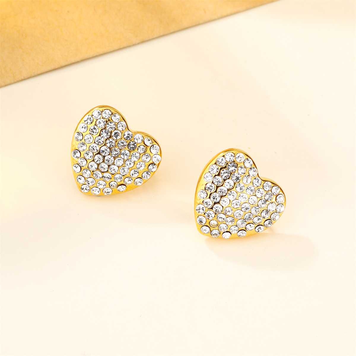 1 Pair Cute Simple Style Shiny Heart Shape Inlay 304 Stainless Steel Zircon 18K Gold Plated Ear Studs display picture 12