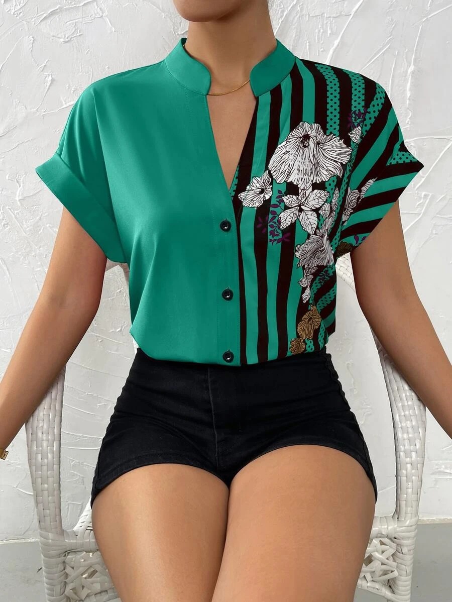 Mujeres Camisetas Sin Mangas Con Espalda Cruzada Manga Corta Blusas Elegante Raya display picture 18