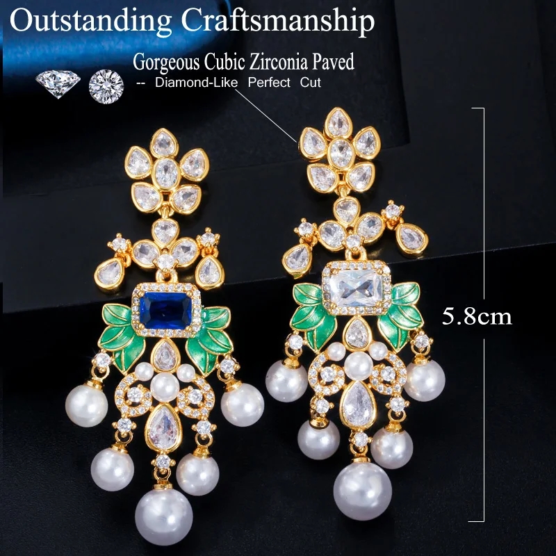 1 Pair Elegant Vintage Style Splicing Tassel Inlay Copper Zircon Drop Earrings display picture 10
