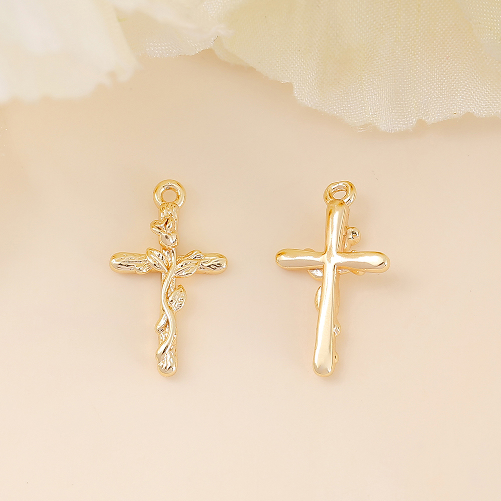 1 Piece 16 * 9mm Copper 18K Gold Plated White Gold Plated Cross Polished Pendant display picture 4
